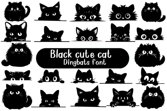 Black Cute Cat Font: A Playful Dingbat for Modern Design